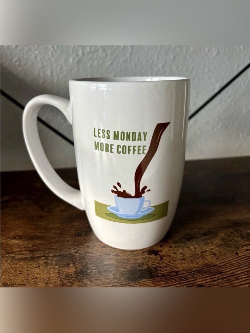 LESS MONDAY MORE COFFEE White Ceramic Coffee Mug